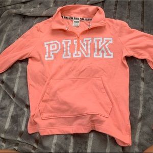 PINK coral Color quarter zip pull over